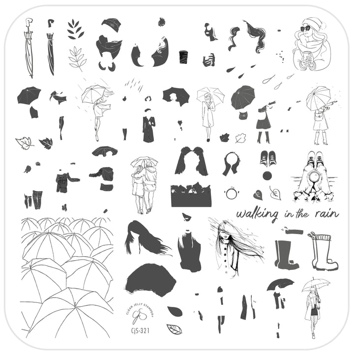Clear Jelly Stamper- CjS-321- Walking in the Rain