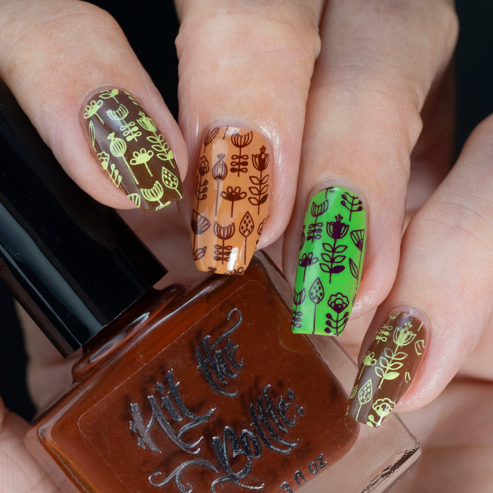 Hit the Bottle- Stamping Plate- Retro Patterns- Far Out Florals