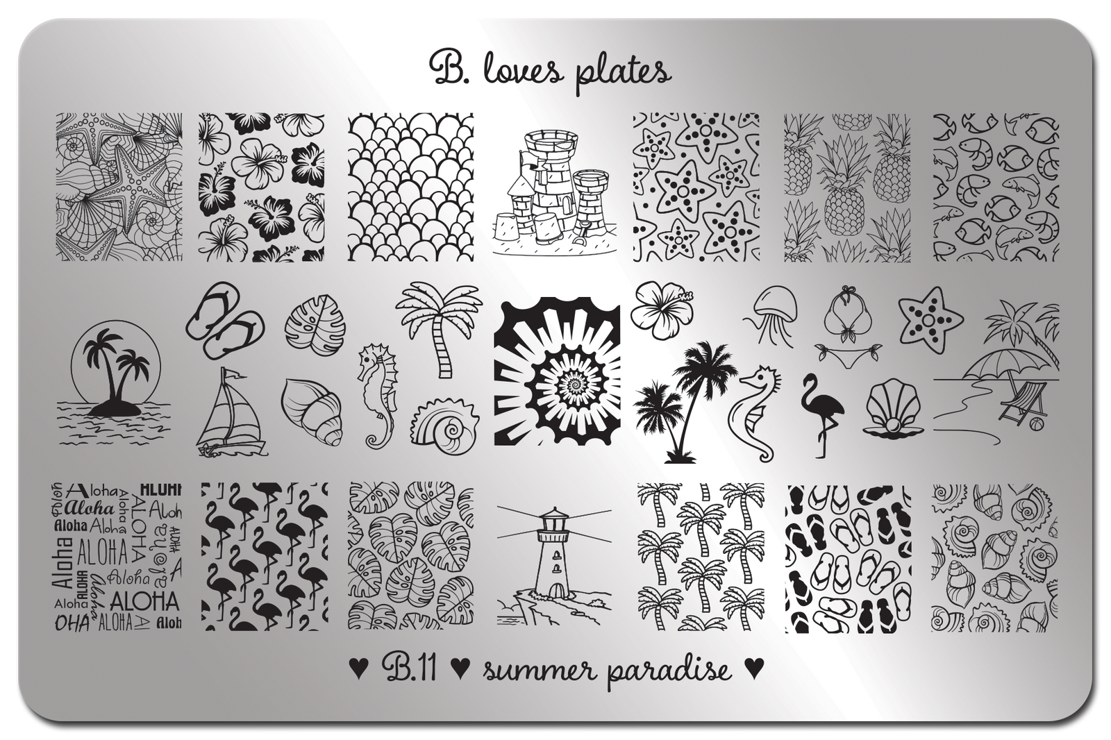 B. loves plates- Stamping Plates- B.11 summer paradise