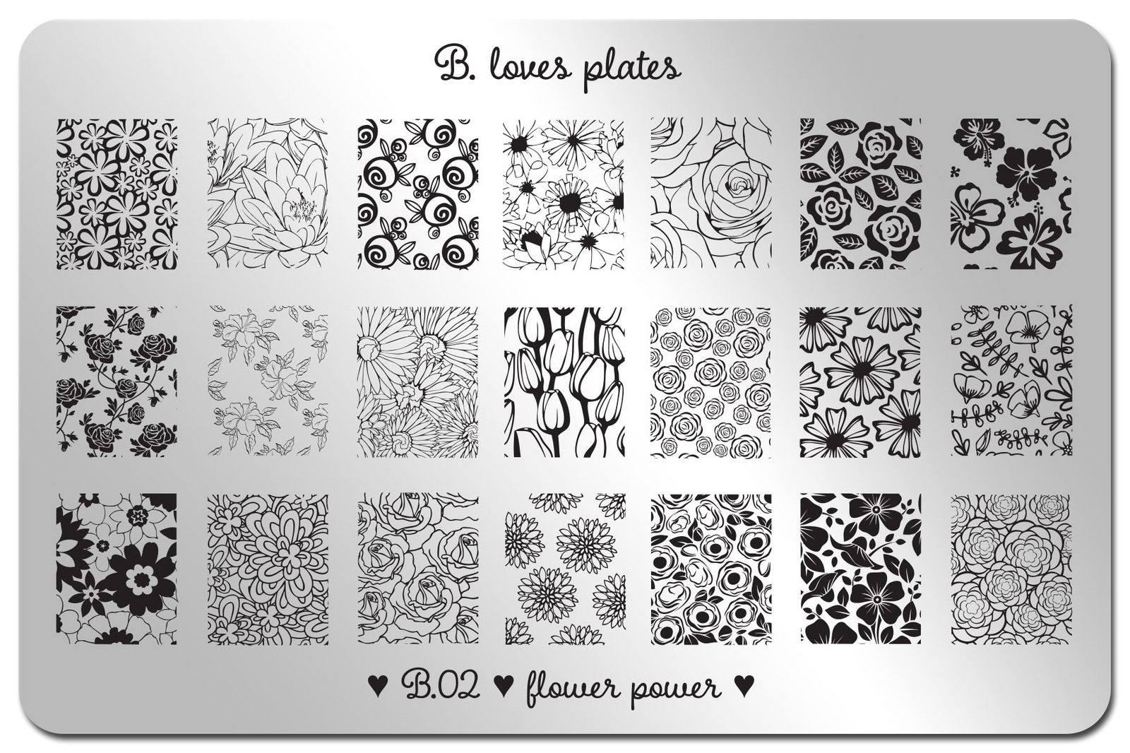 B. loves plates- Stamping Plates- B.02 flower power