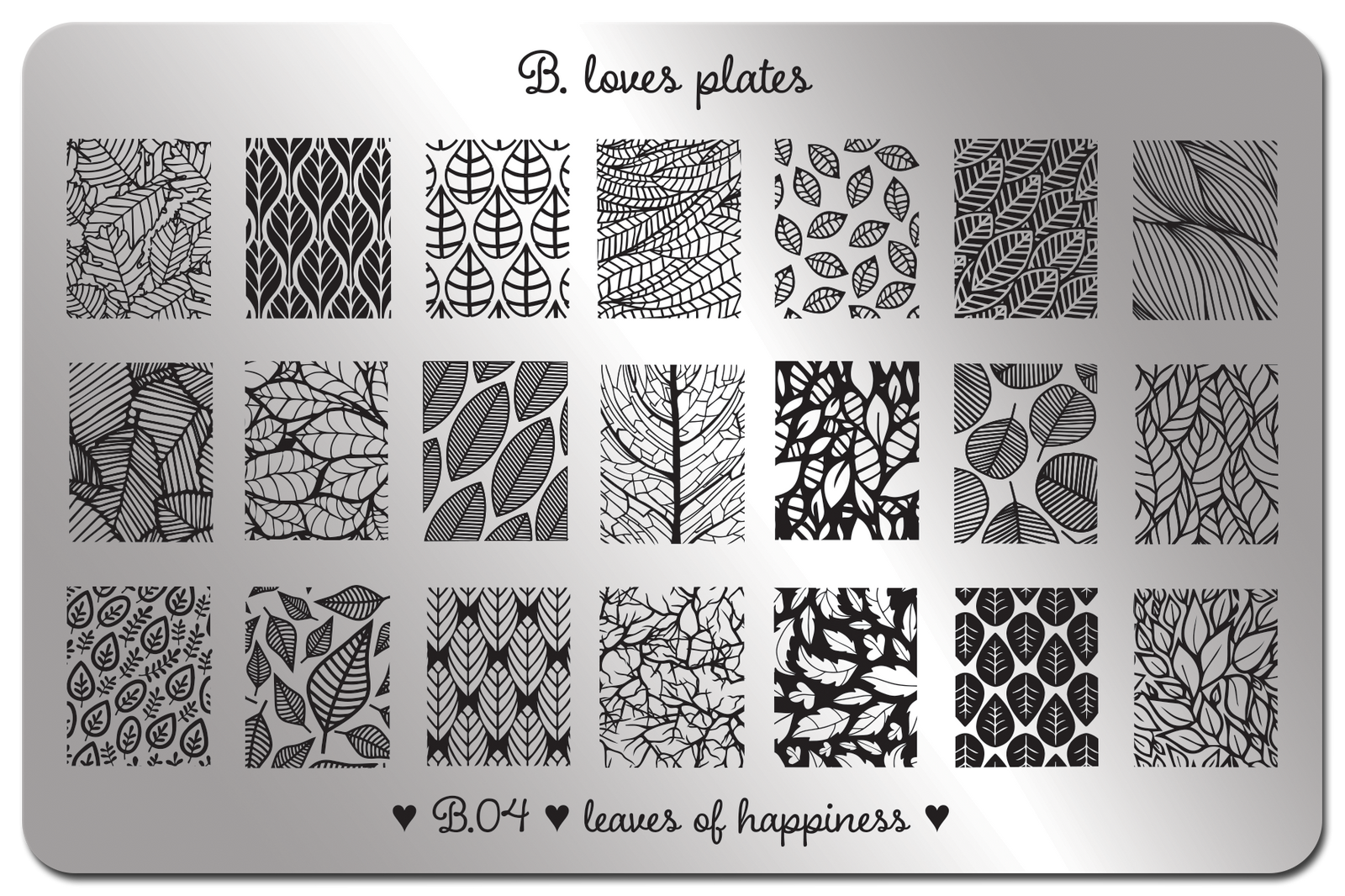 B. loves plates- Stamping Plates- B.04 leaves of happiness