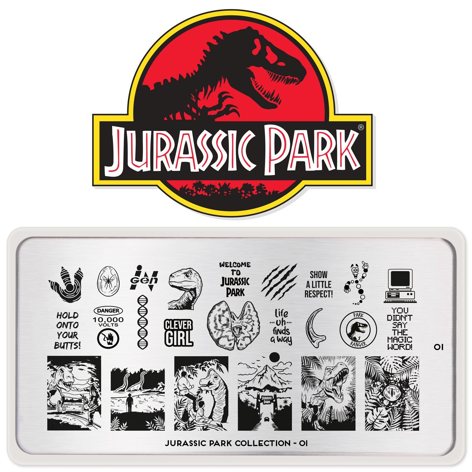 Jurassic Park Nail Stamping plate from MoYou London Universal pictures.