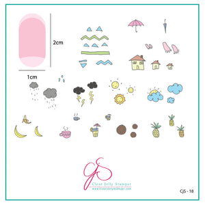 Clear Jelly Stamper- CjS-018- MINI Summer Drinks & Fruits Doodle