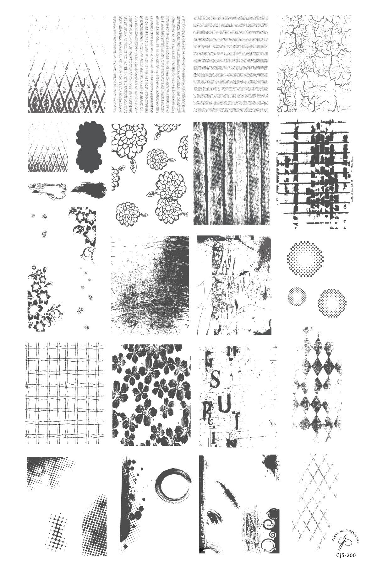 Clear Jelly Stamper- CjS-200- Grunge Series - Textures