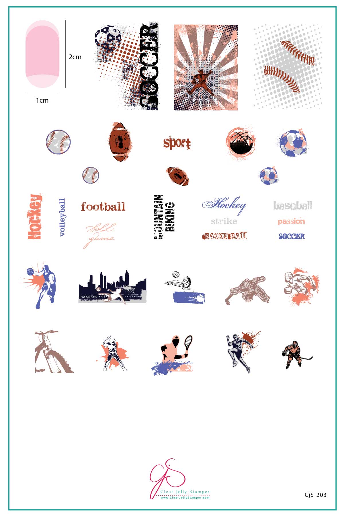 Clear Jelly Stamper- CjS-203- Grunge Series - Sports