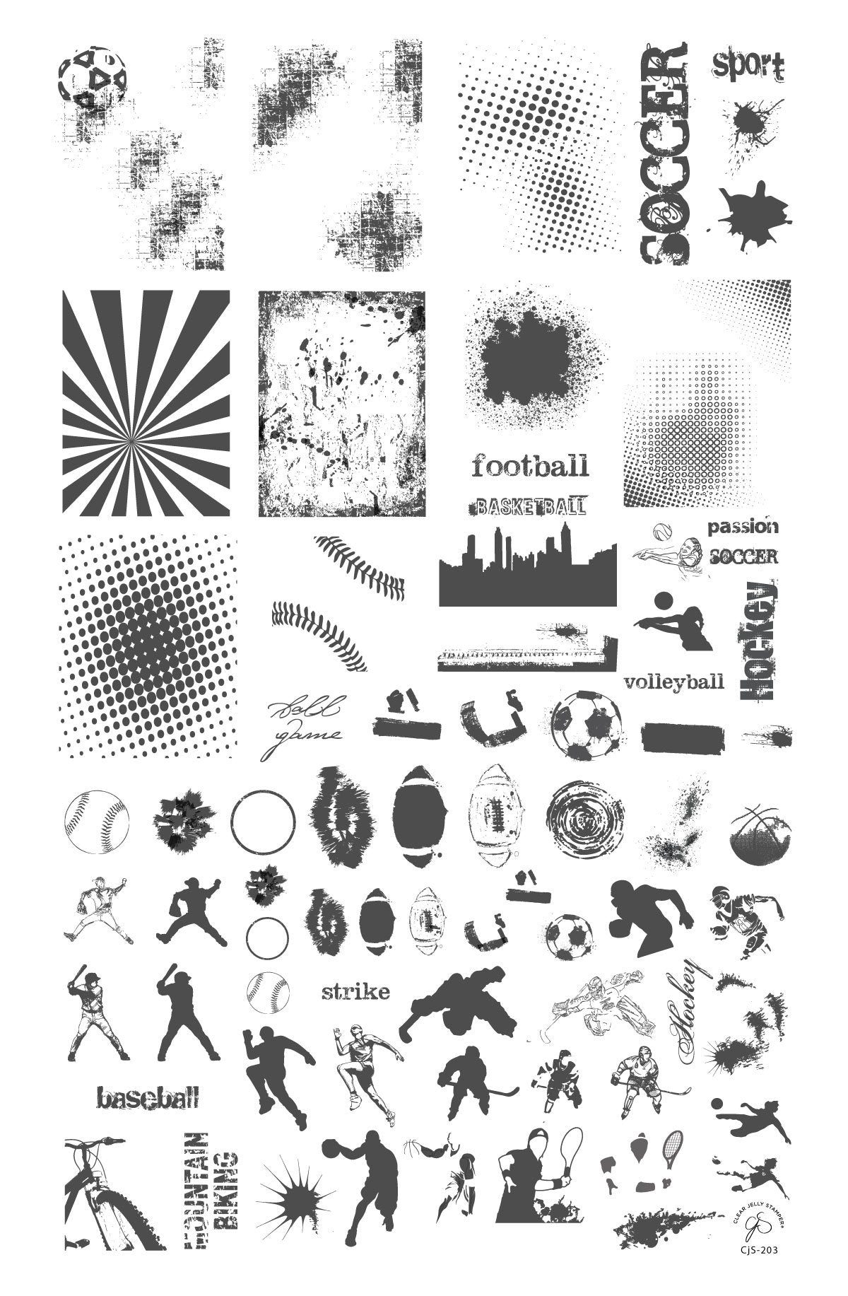 Clear Jelly Stamper- CjS-203- Grunge Series - Sports