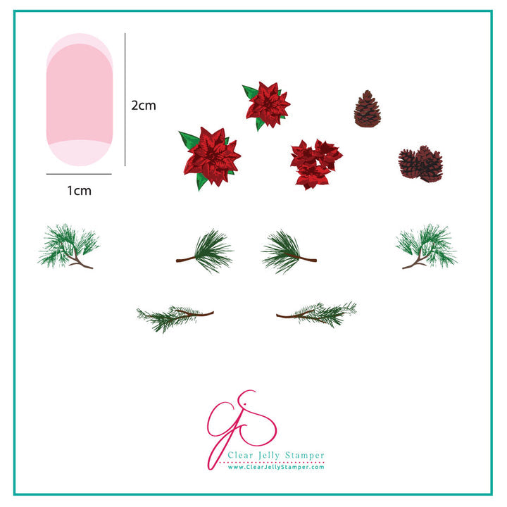 Clear Jelly Stamper- C-08- Pines & Poinsettias
