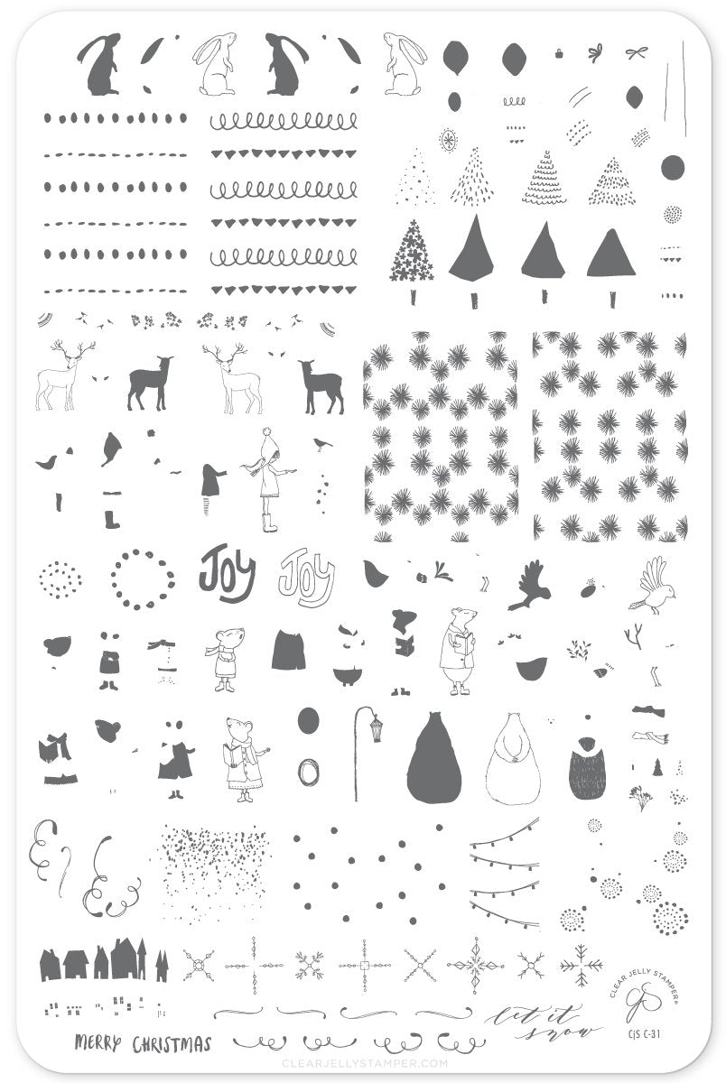 Clear Jelly Stamper- C-31- Happy Little Holiday