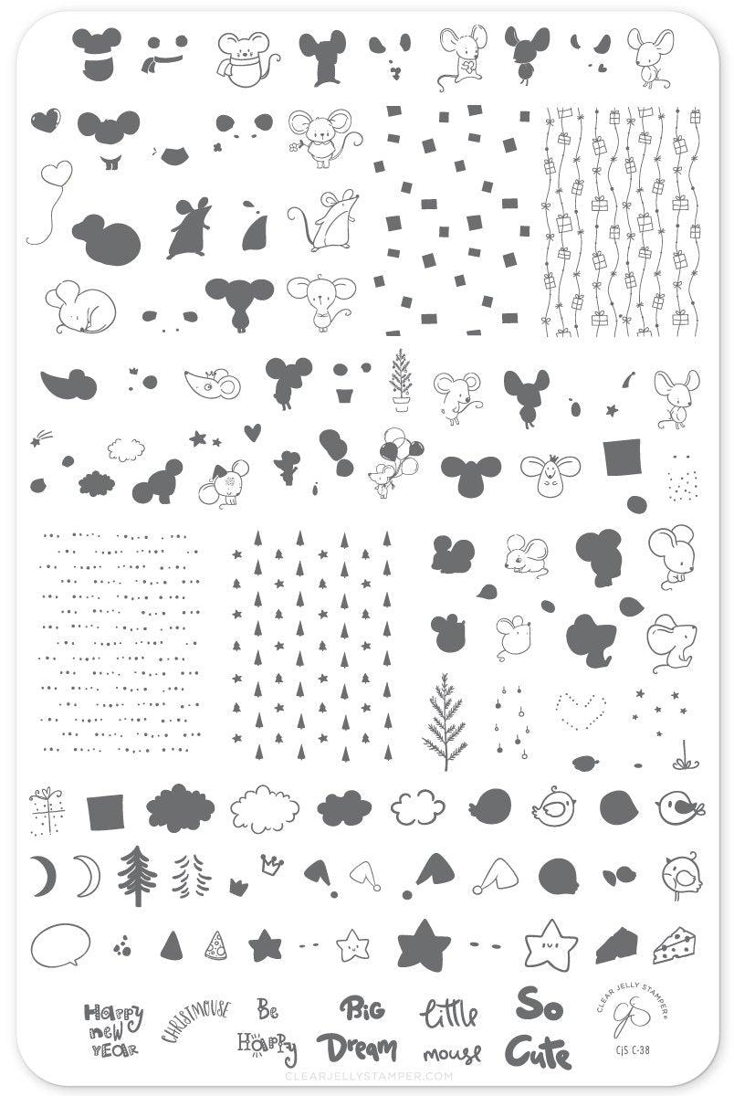 Clear Jelly Stamper- C-38- Merry ChrisMouse