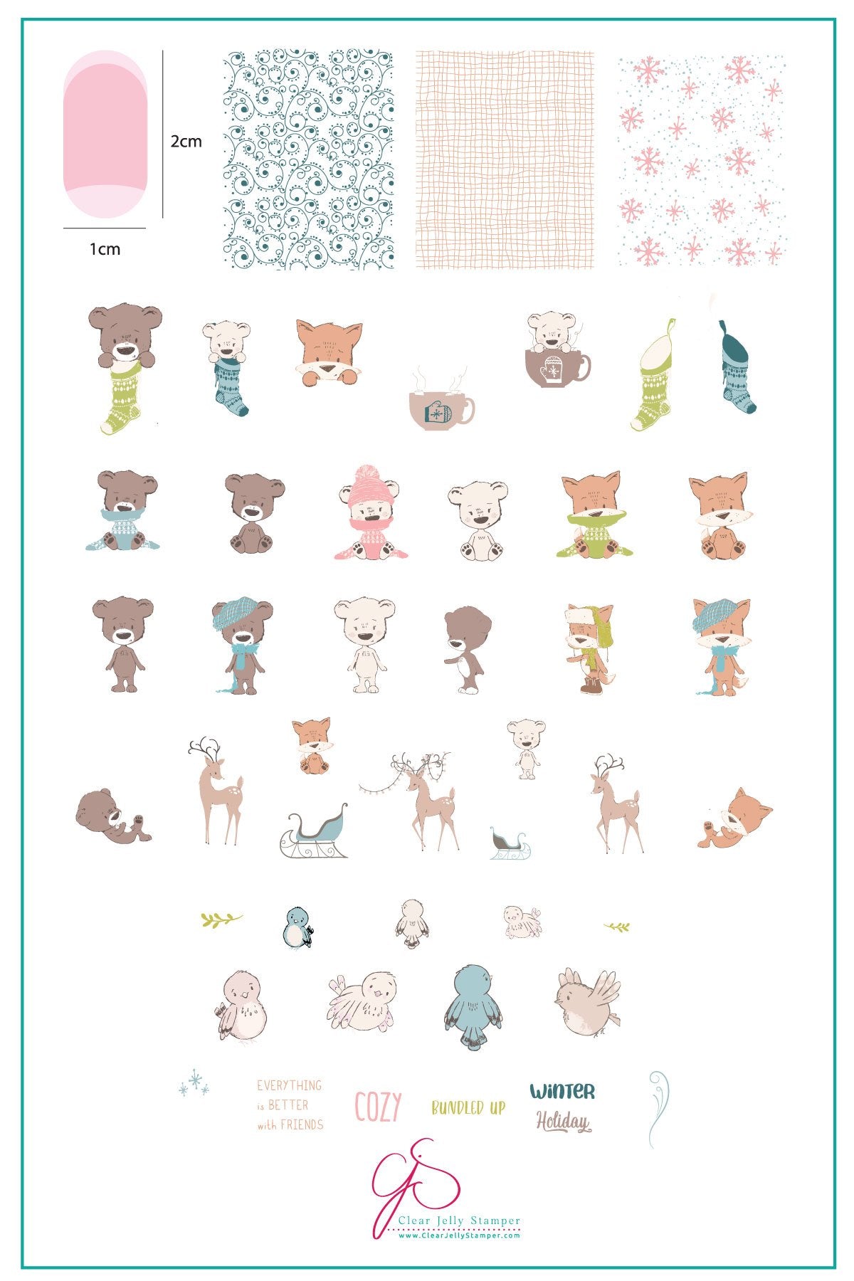 Clear Jelly Stamper- C-51- Cozy Friends