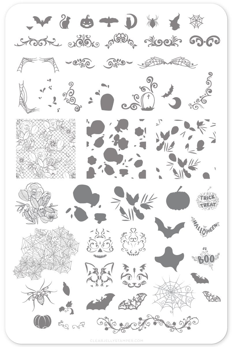 Clear Jelly Stamper- H-25- Gurly Swirly Halloween