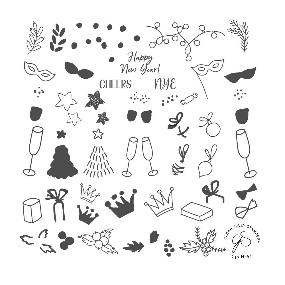 Clear Jelly Stamper- H-61- Cheers!