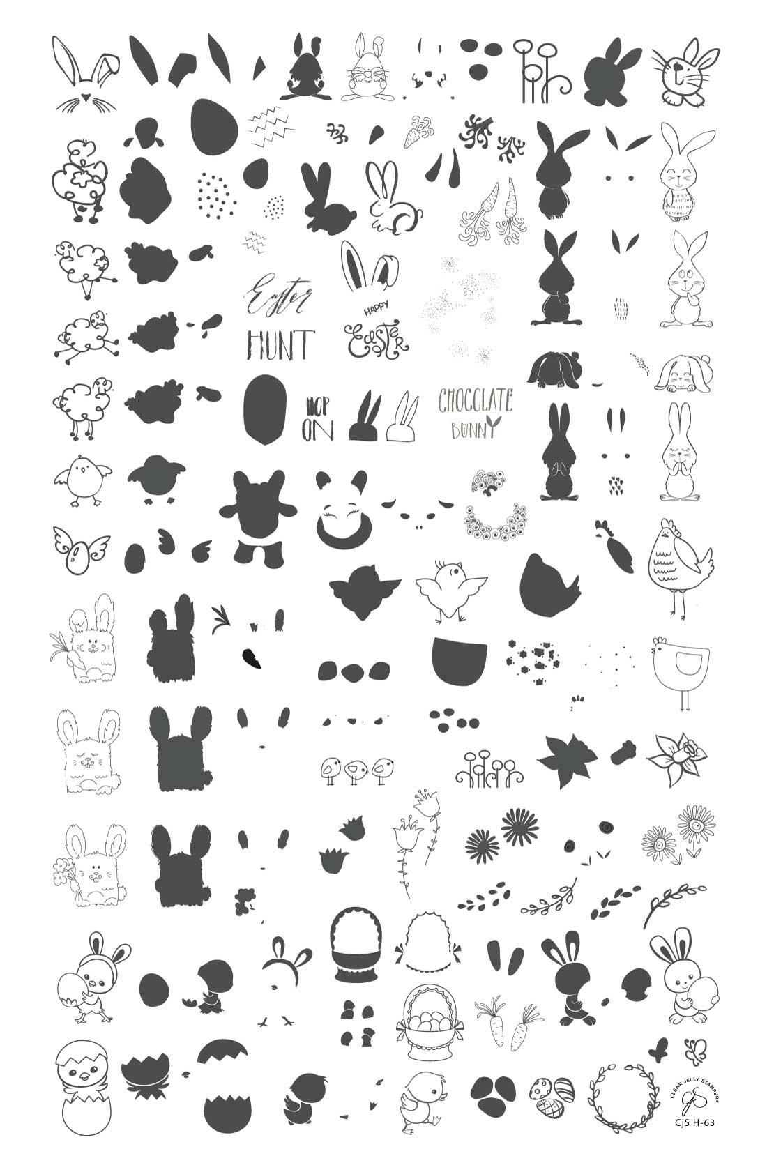 Clear Jelly Stamper- H-63- Hoppy Easter