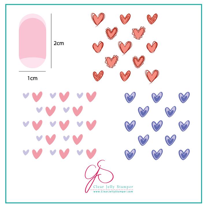 Clear Jelly Stamper- V-02- Super Cute Hearts
