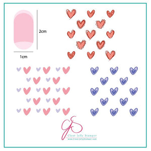 Clear Jelly Stamper- V-02- Super Cute Hearts