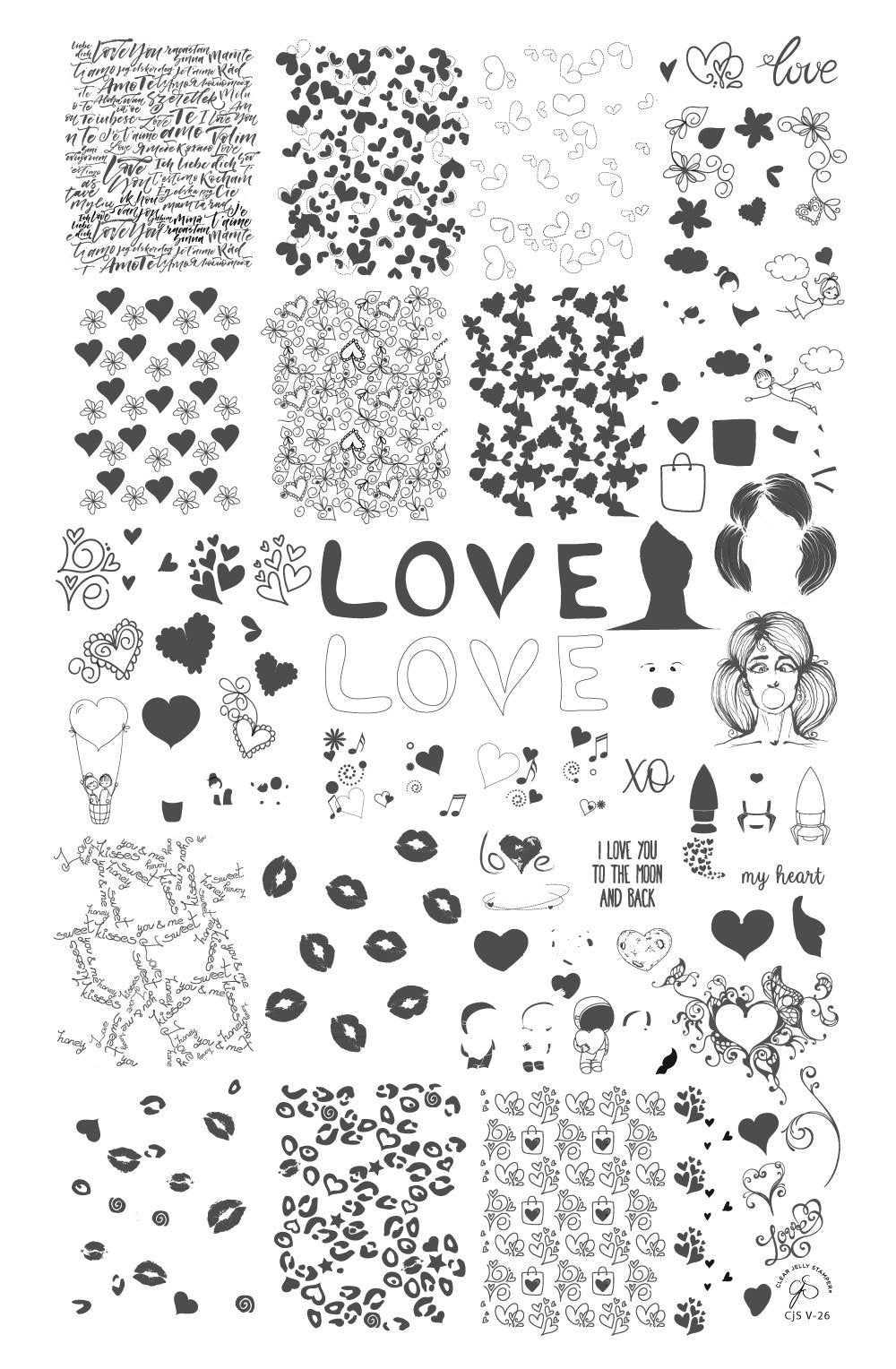 Clear Jelly Stamper- V-26- My Heart