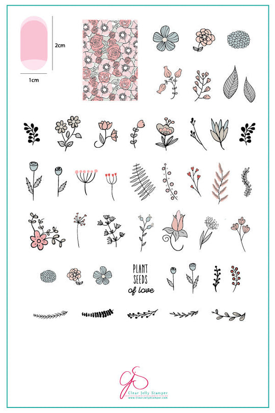 Clear Jelly Stamper- V-18- Blossoming Romance