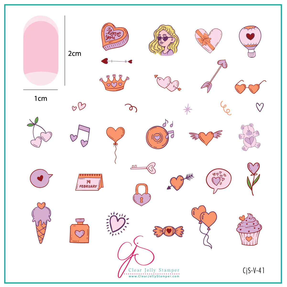 Clear Jelly Stamper- V-41- Doodle with Love