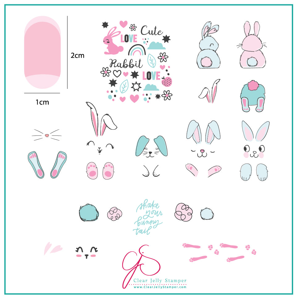 Clear Jelly Stamper- H-53- Bunny Bits