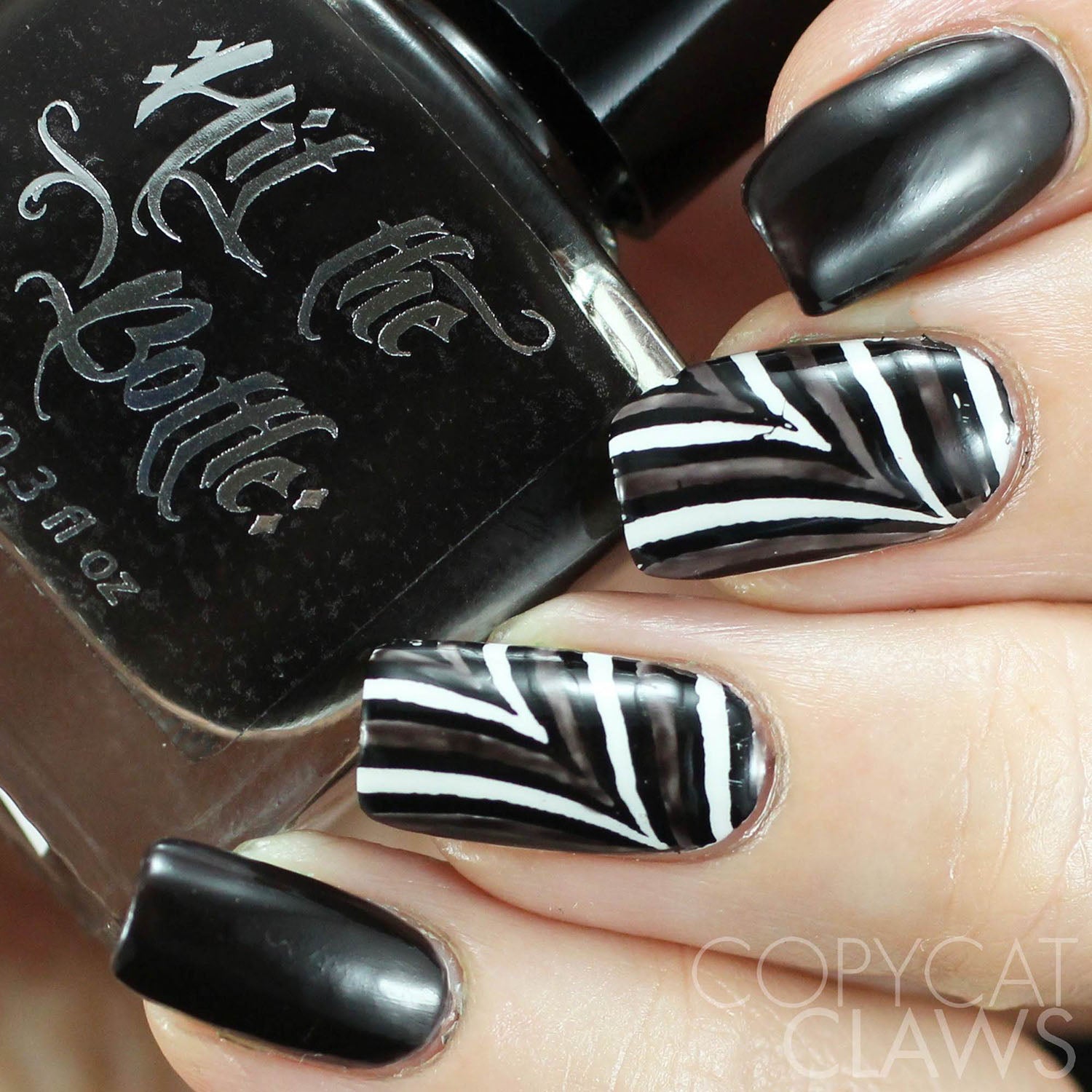 hit the bottle black nail polish nail art