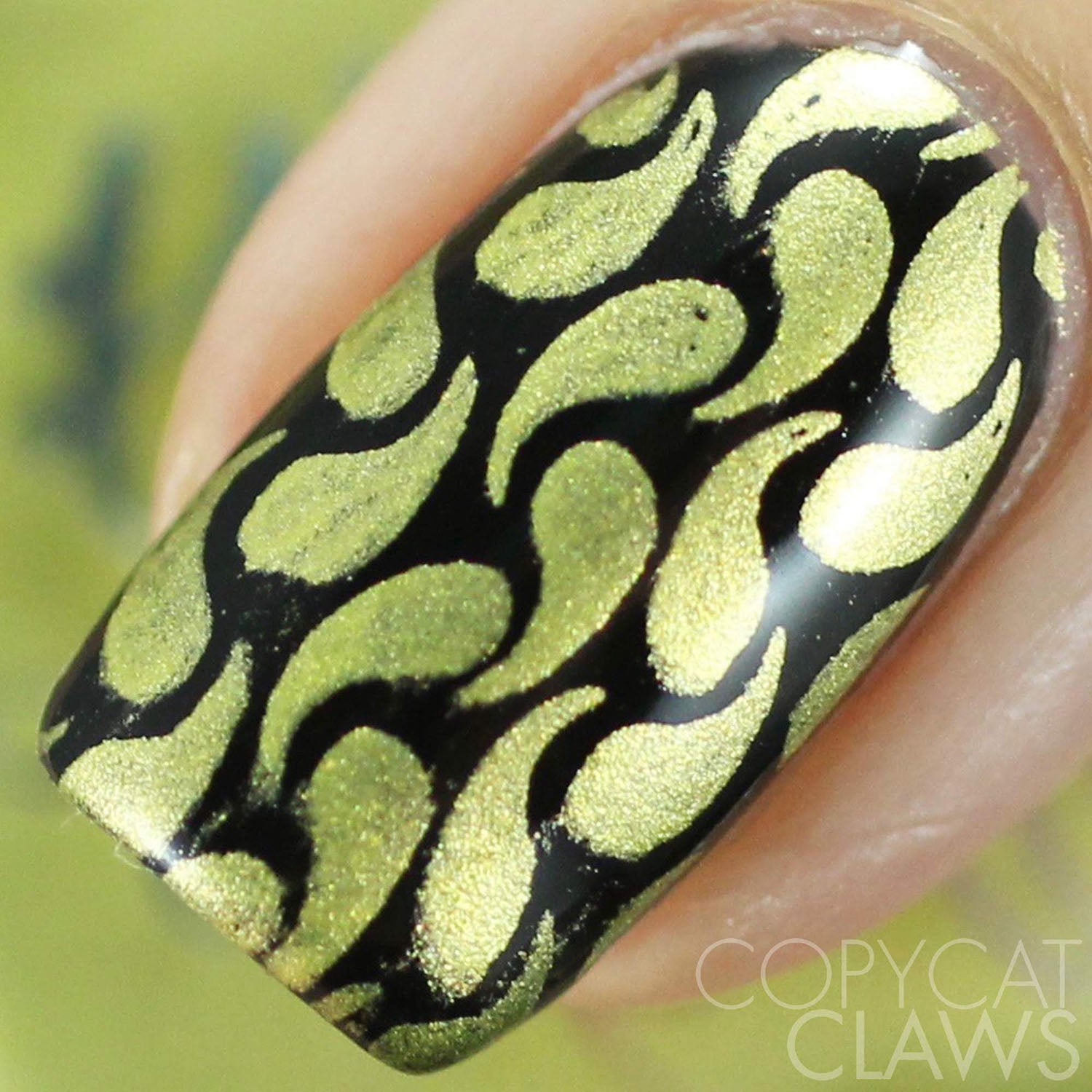 yellow chrome nail stamping polish