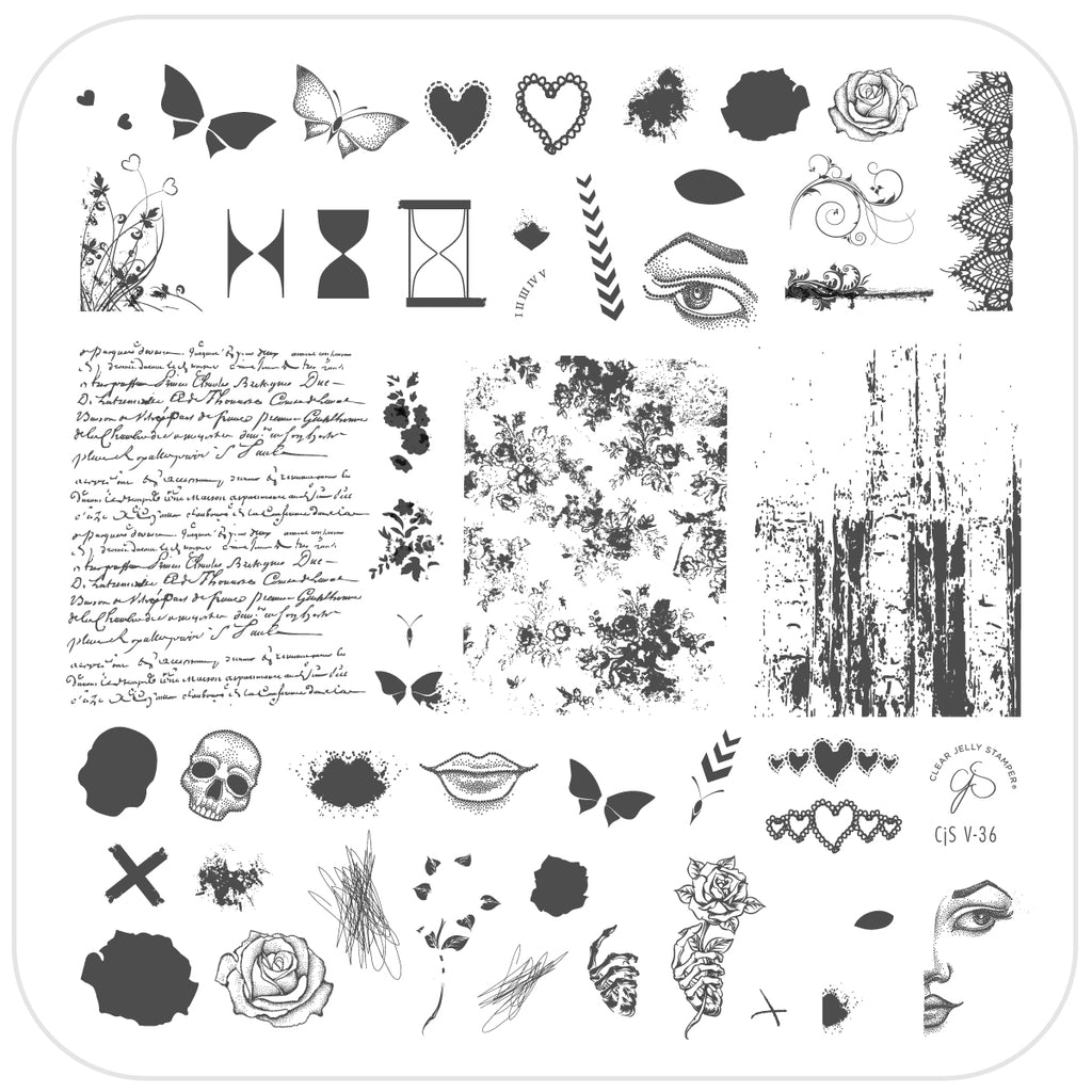 Clear Jelly Stamper- V-36- My Edgy Valentine