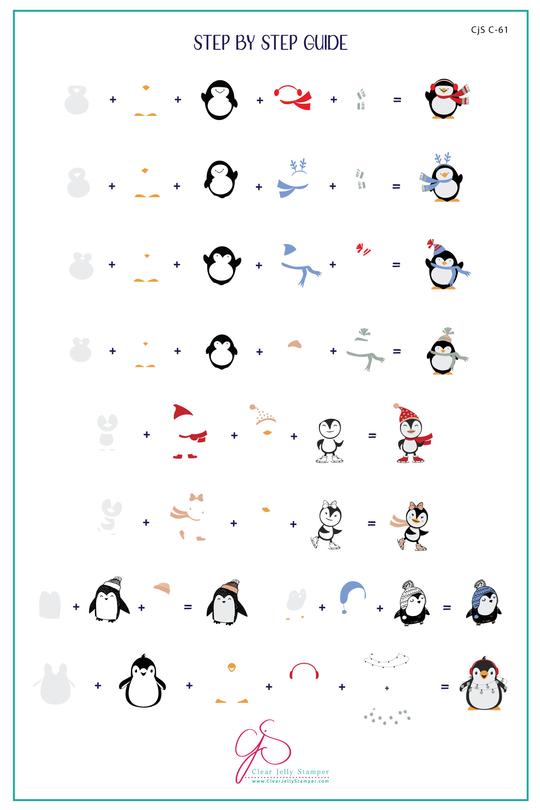 Clear Jelly Stamper- C-61- Playful Penguins