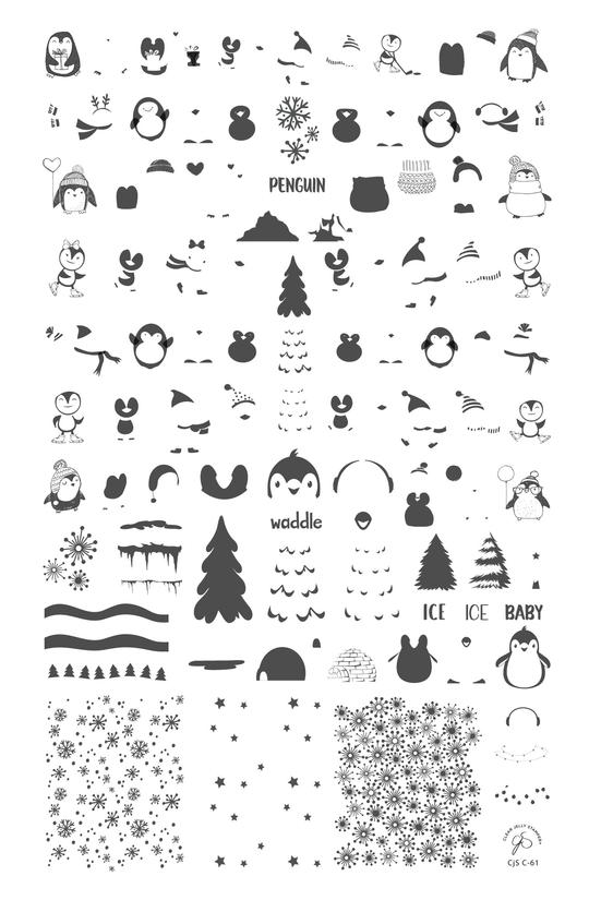 Clear Jelly Stamper- C-61- Playful Penguins