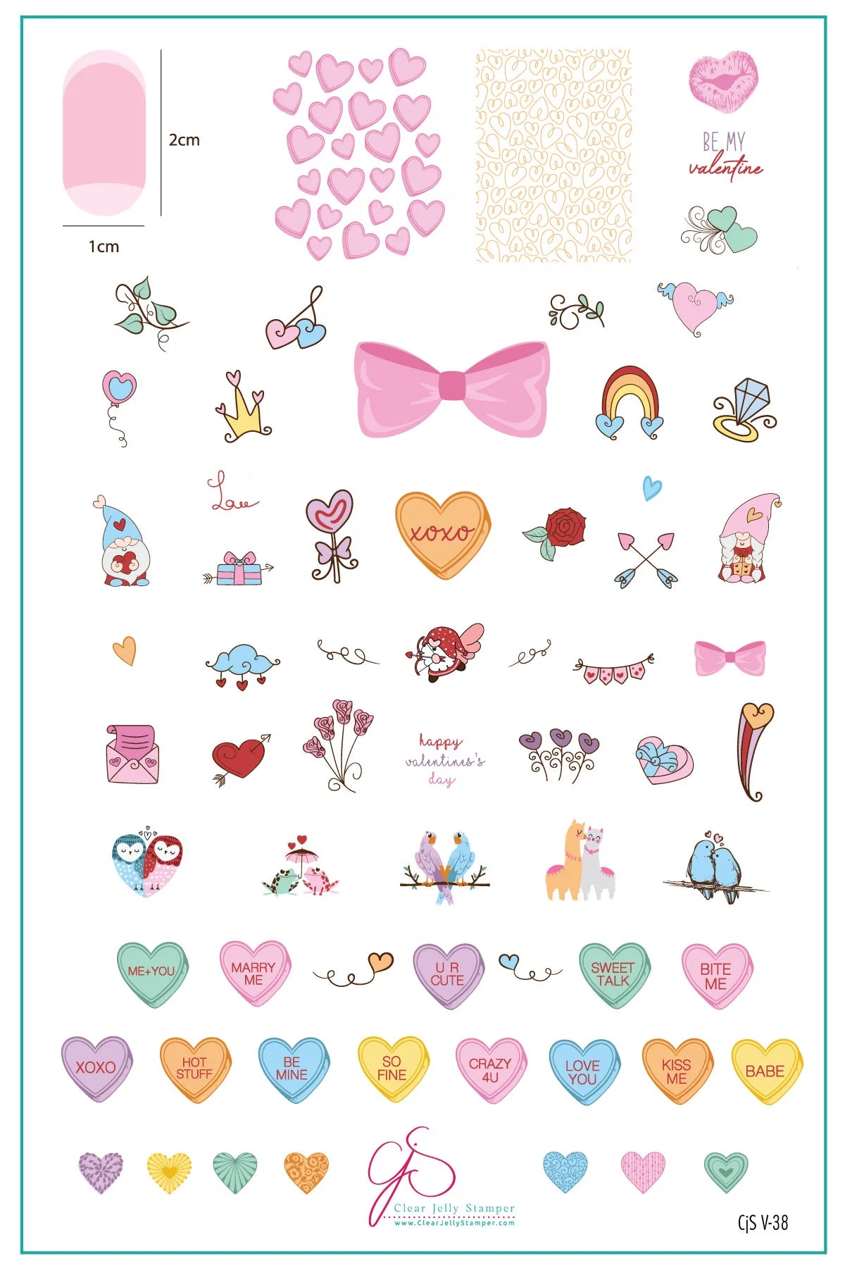 Clear Jelly Stamper- V-38- Sweet Love