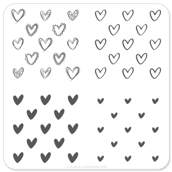 Clear Jelly Stamper- V-02- Super Cute Hearts