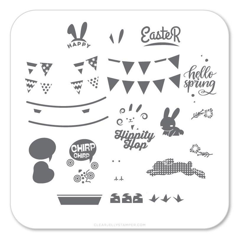 Clear Jelly Stamper- H-12- Hippity Easter