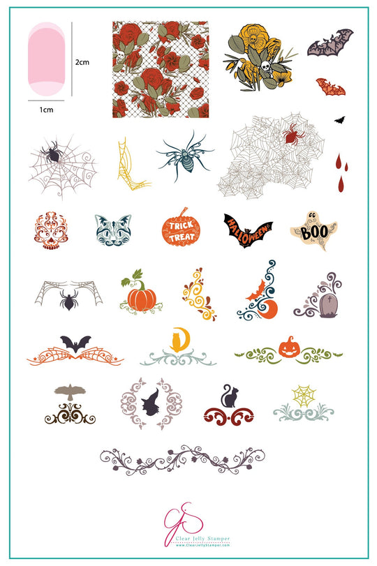 Clear Jelly Stamper- H-25- Gurly Swirly Halloween