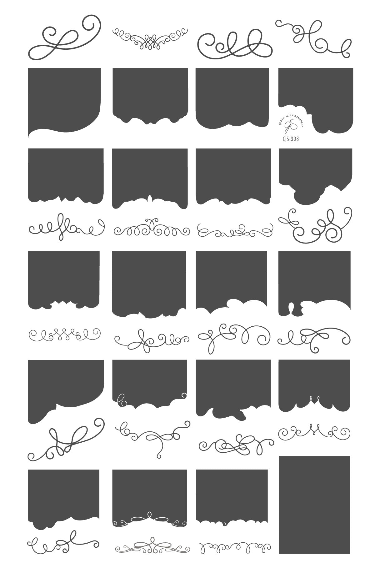Clear Jelly Stamper- CjS-308- French Tilt-a-Swirl