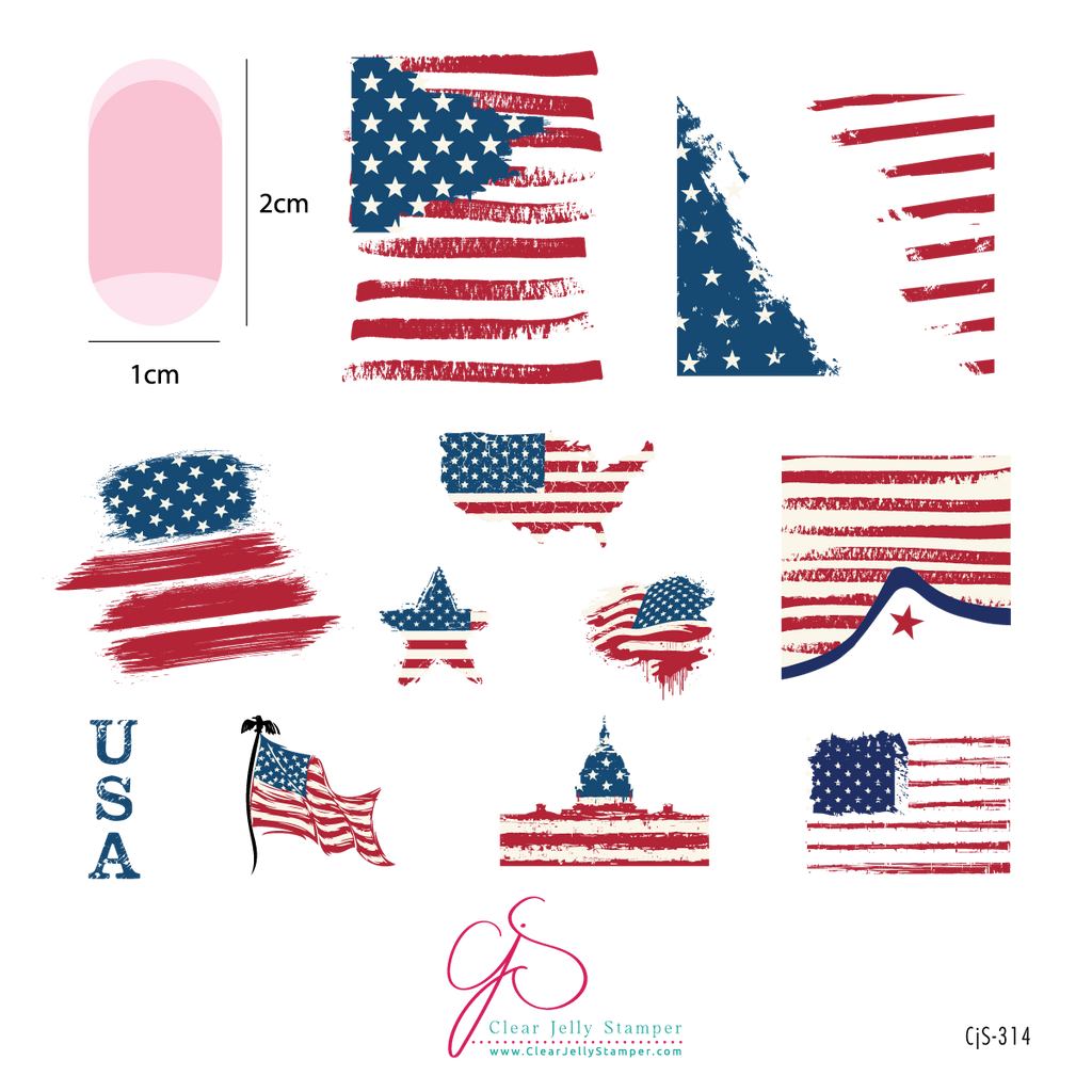 Clear Jelly Stamper- CjS-314- Stars &amp; Stripes - Three