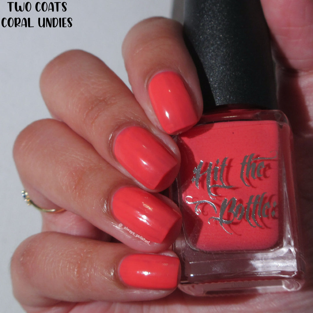 Hit the Bottle- Base Coat- Coral Undies peel off base coat