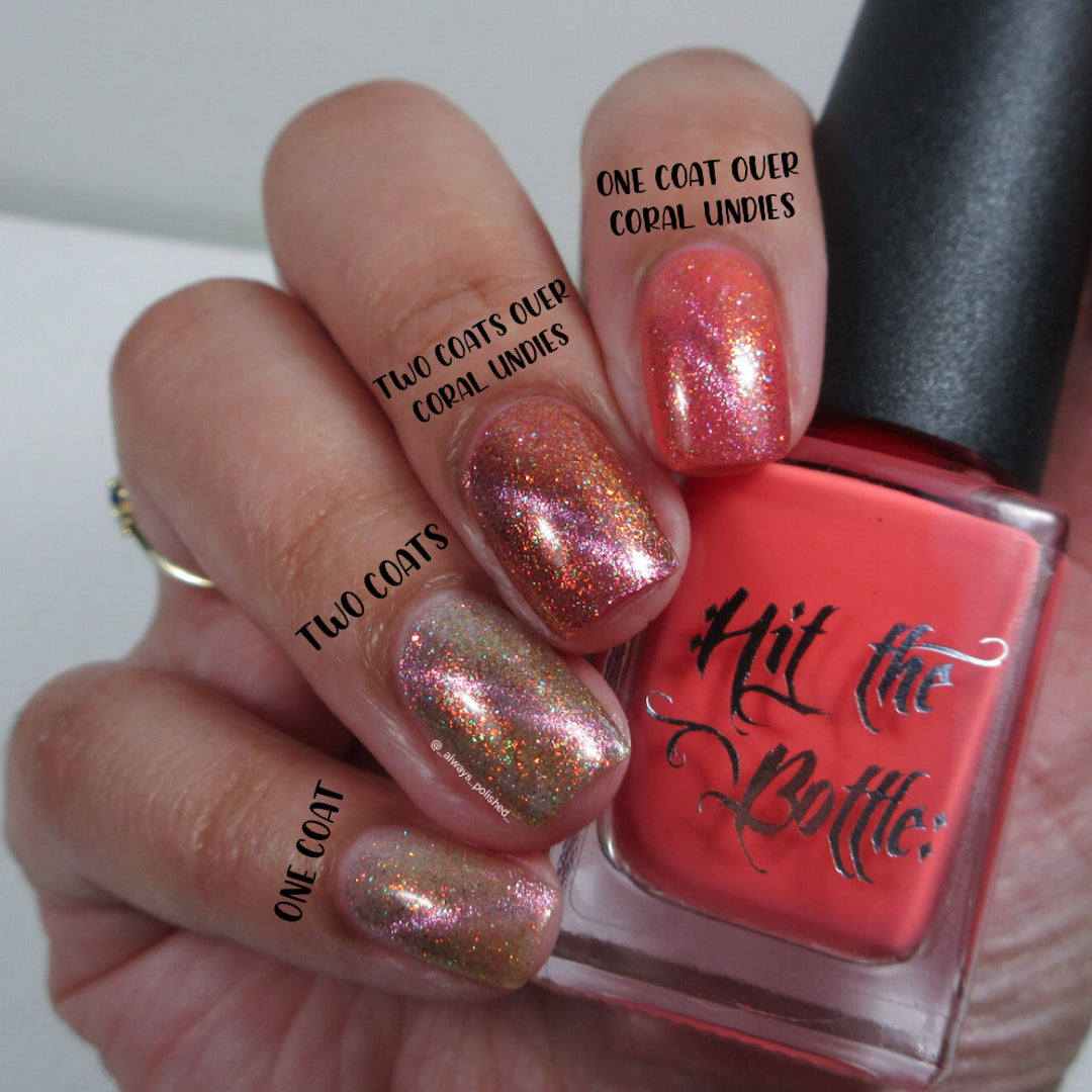 Hit the Bottle- Base Coat- Coral Undies peel off base coat