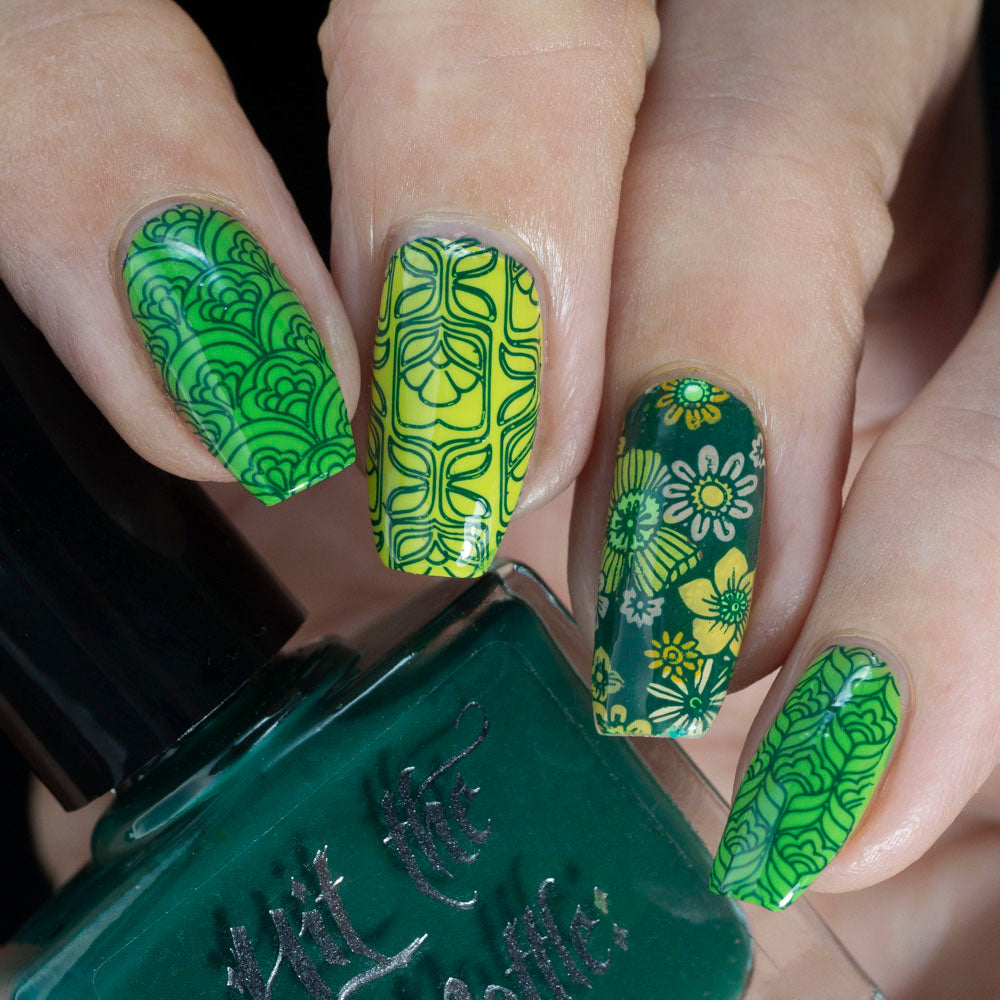 Hit the Bottle- Stamping Plate- Retro Patterns- Far Out Florals
