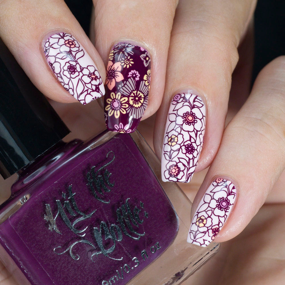 Hit the Bottle- Stamping Plate- Retro Patterns- Far Out Florals