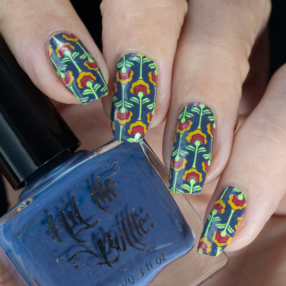 Hit the Bottle- Stamping Plate- Retro Patterns- Far Out Florals