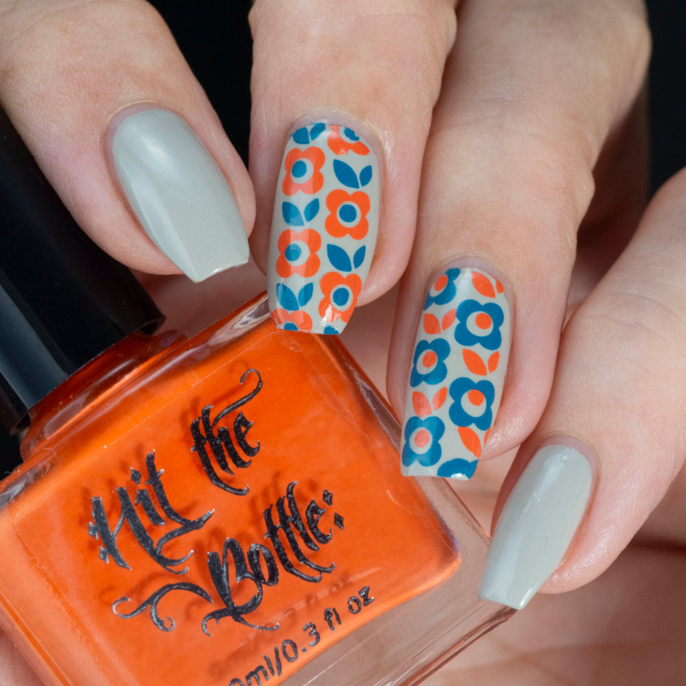 Hit the Bottle- Stamping Plate- Retro Patterns- Far Out Florals