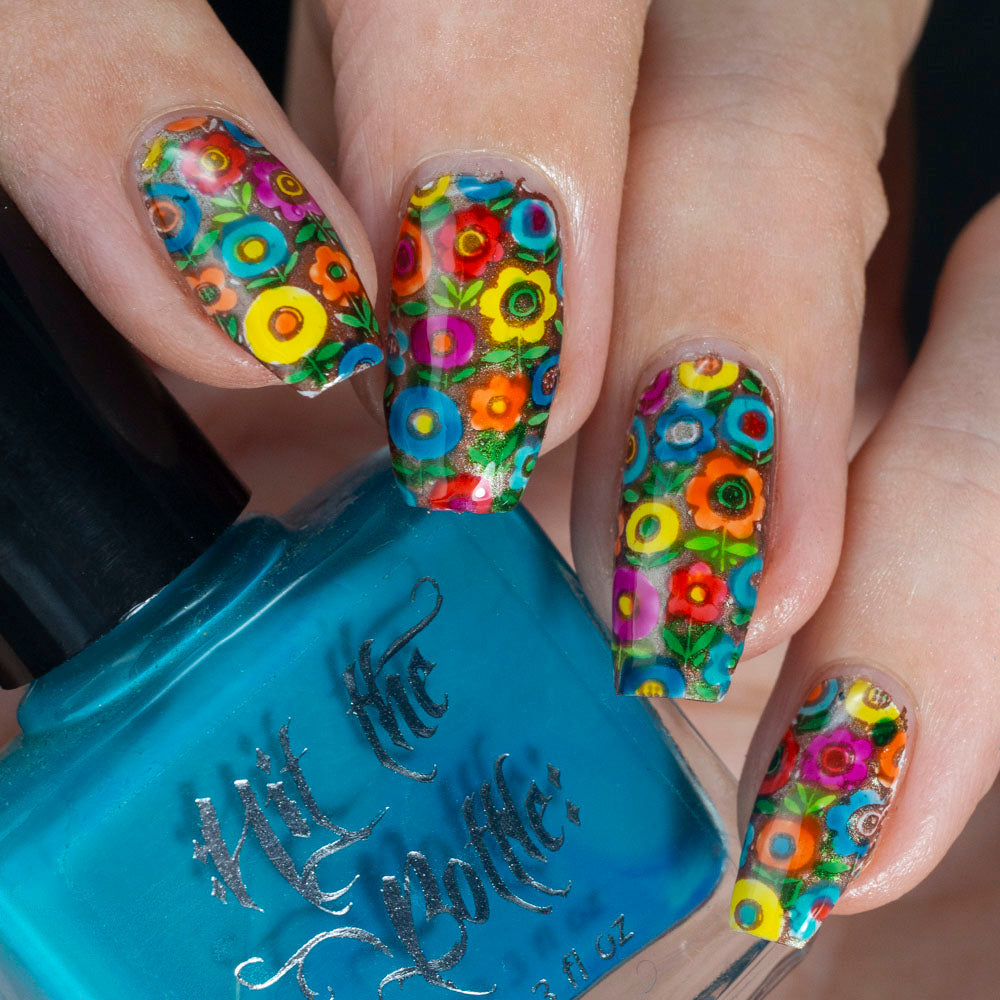 Hit the Bottle- Stamping Plate- Retro Patterns- Far Out Florals