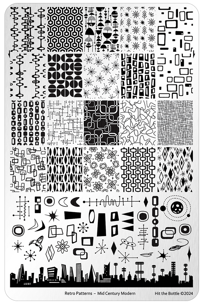 Hit the Bottle- Stamping Plate- Retro Patterns- Mid Century Modern