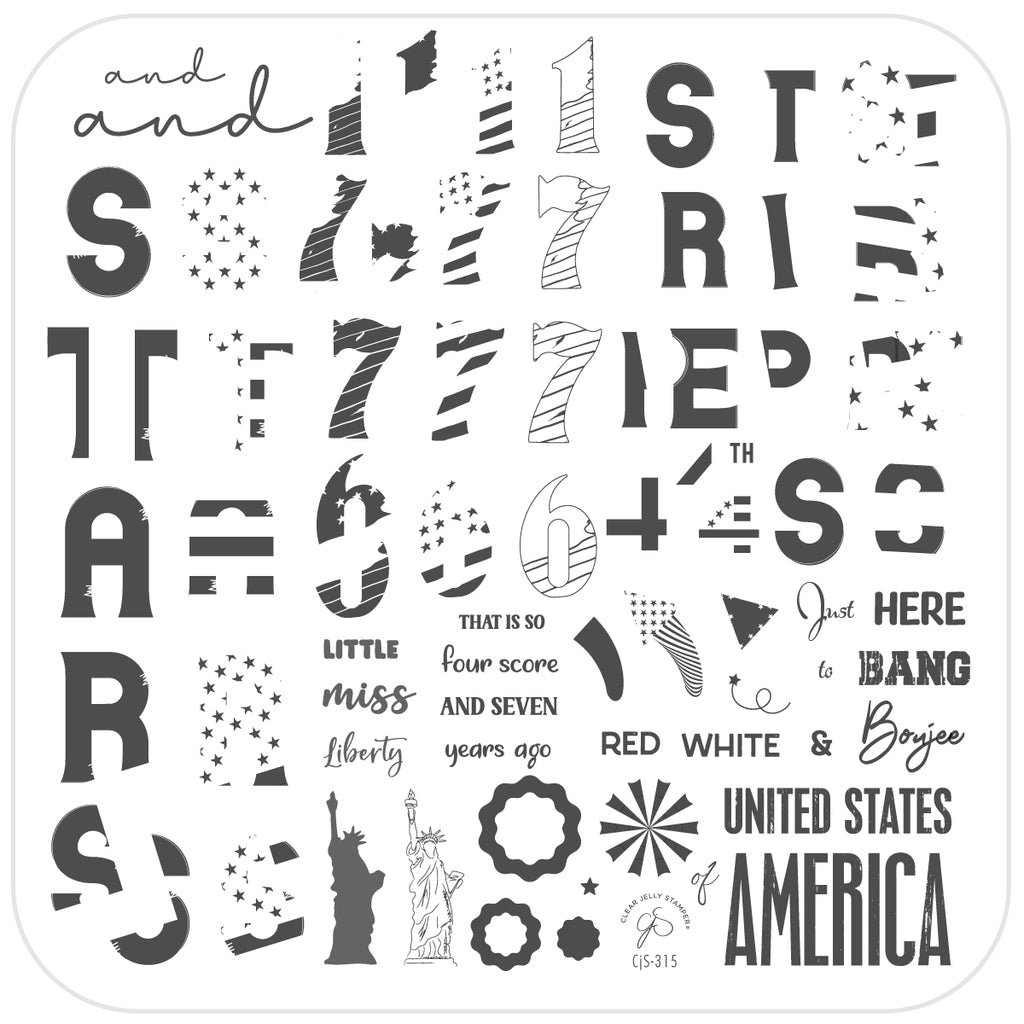 Clear Jelly Stamper- CjS-315- Stars & Stripes - Four