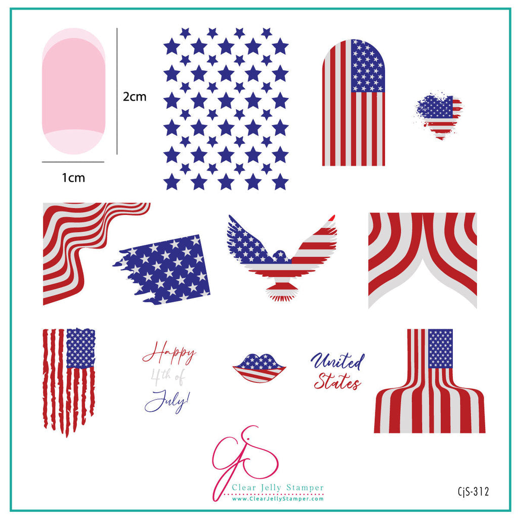 Clear Jelly Stamper- CjS-312- Stars &amp; Stripes - One