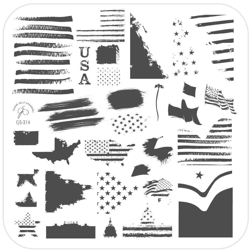 Clear Jelly Stamper- CjS-314- Stars & Stripes - Three