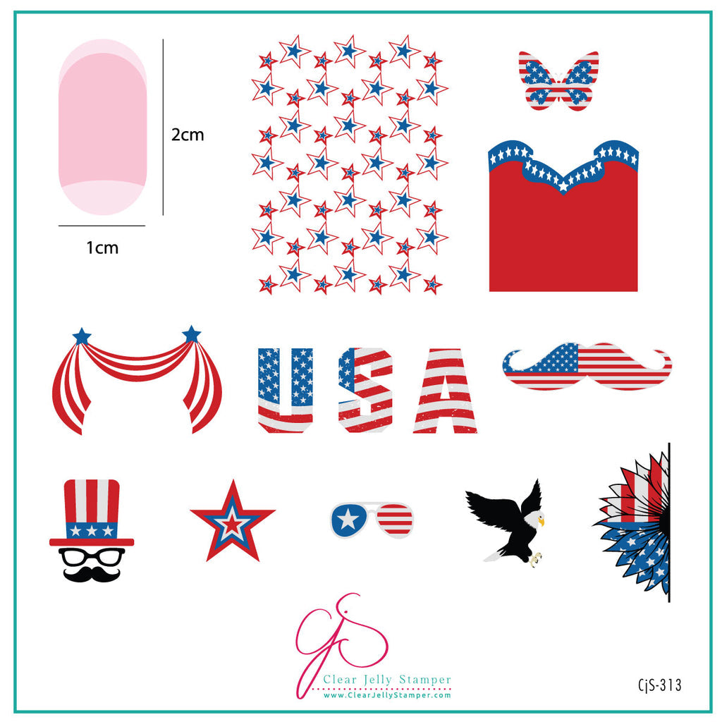 Clear Jelly Stamper- CjS-313- Stars &amp; Stripes - Two