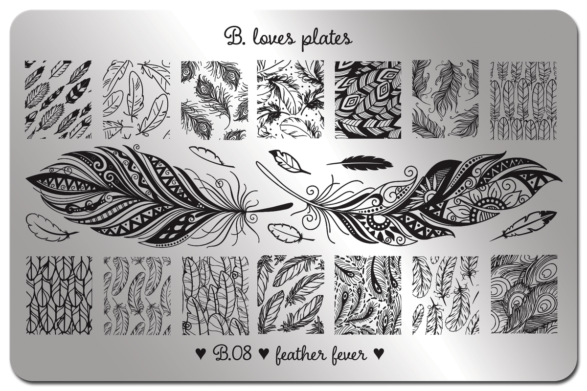 B. loves plates- Stamping Plates- B.08 feather fever