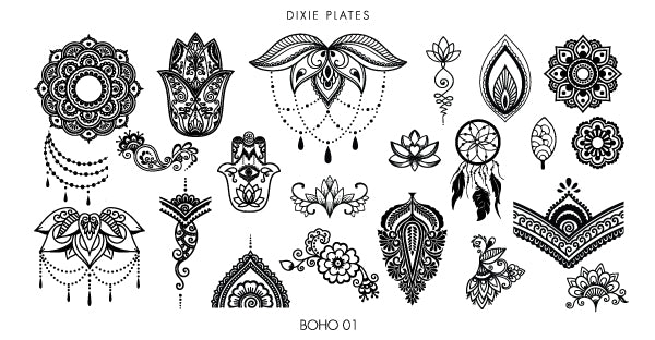 Dixie Plates Nail Gems 01 Mini Nail Stamping Plate