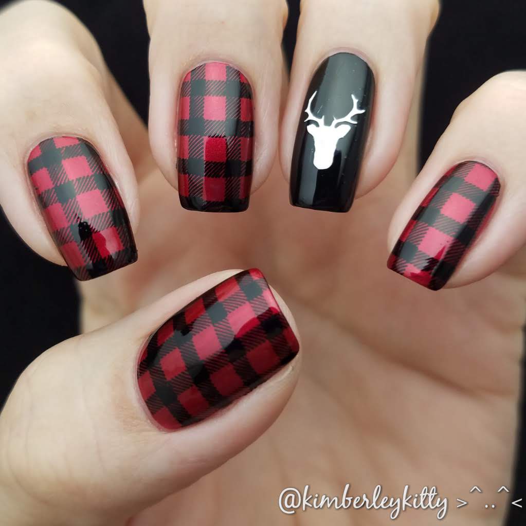 plaid nail art