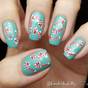 clear jelly stamper candy cane nail art